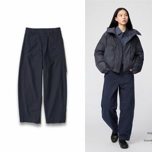Uniqlo UNISEX JERSEY BARREL LEG PANTS - NAVY